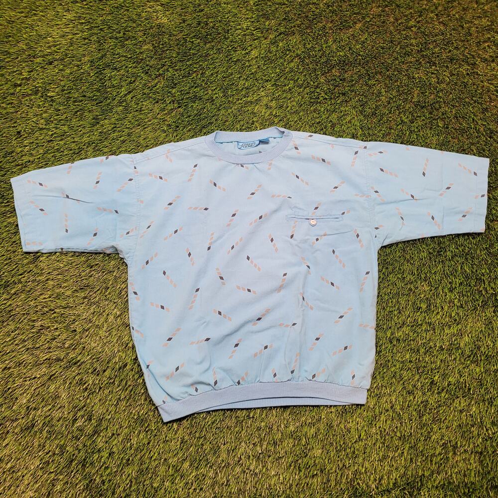 VTG 80s Street Scene Geometric Shirt M Banded Bottom Blouson Retro Dad